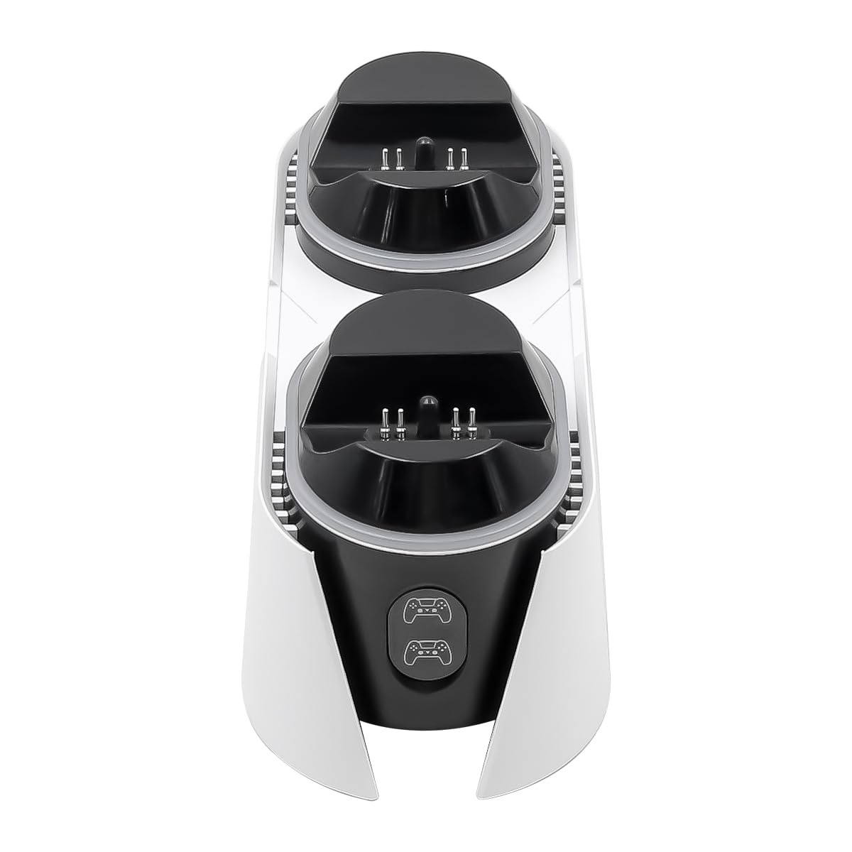POFET Stazione di ricarica rapida PS5 per controller PS5 DualSense, stazione di ricarica con indicatori luminosi LED RGB, versione Tri-Protection RGB