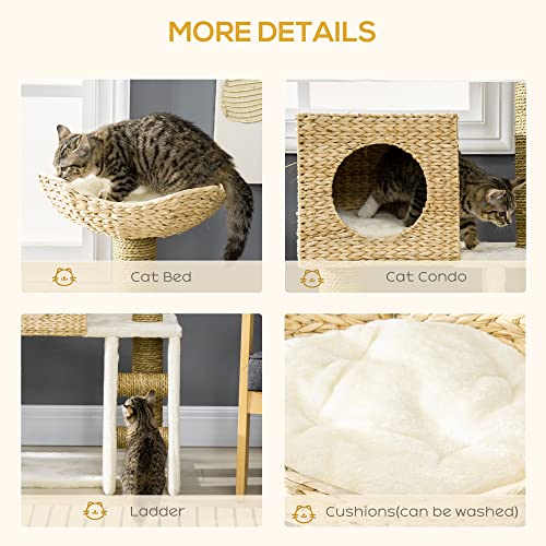 Torre para gatos Interior con cama y rattan 22.5" x 14.5" x 39.5" miniatura 4