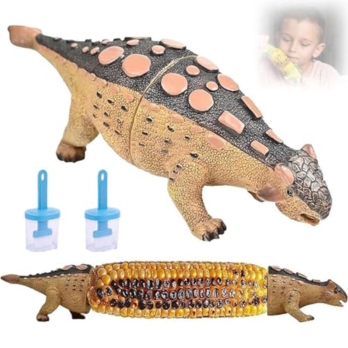 Taloni di pannocchie di mais per dinosauro, porta di mais per mais sulla pannocchia, portacanotti di maisme unici per bambini e adulti, con doghe in acciaio inossidabile e 2 spazzole a olio