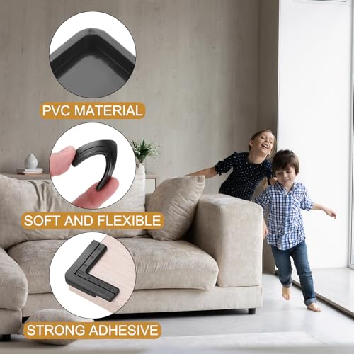 Image of uxcell Corner Protectors, 12 Pcs Table Corner Protectors, Furniture Corner Guard and Edges Safety Bumpers for Table Edges and Sharp Corners (Star-Shaped, Black)