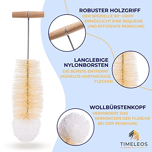 Foto von TIMELEOS Flaschenbürste für Glasflaschen Flaschenreiniger Reinigungsbürste Sodastream Reinigung Flaschenreiniger für Glaskaraffe Trinkflaschen Babyflaschen Sodaflaschen (Nylon hell 1er Set)