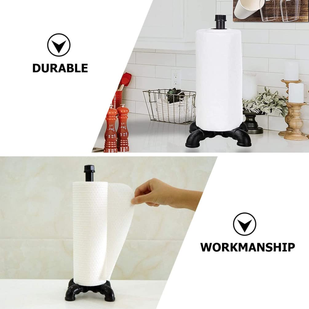CMBSSTFC Soporte Industrial para Papel higiénico, Soporte para Rollo de Papel higiénico con Base de Hierro Fundido, Color Negro