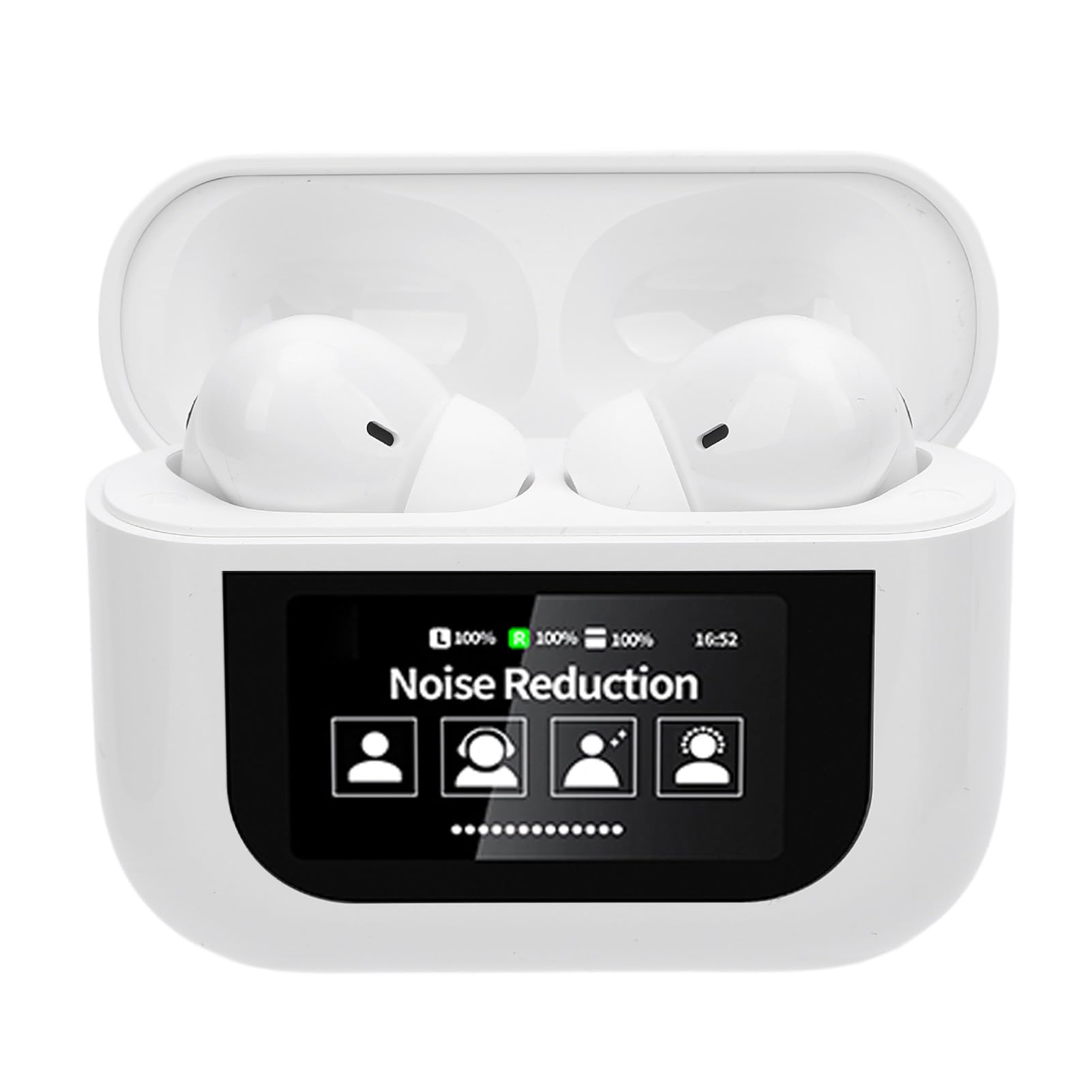 Traduzione in 144 Lingue Riduzione Intelligente del Rumore Auricolari Traduttore 5.4 per, Auricolari Traduttore Touch Screen per Viaggiatori, Plastica, 4-5 Ore (WHITE)