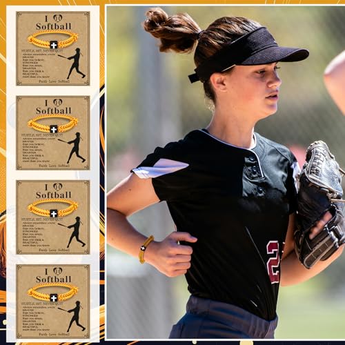 Tondiamo 12 Set Sport Bracelets Baseball Softball Basketball Team Gift Adjustable Rope Jesus Cross Bracelet Christian Religious Gift for Men Women Christian Baptism Gifts4