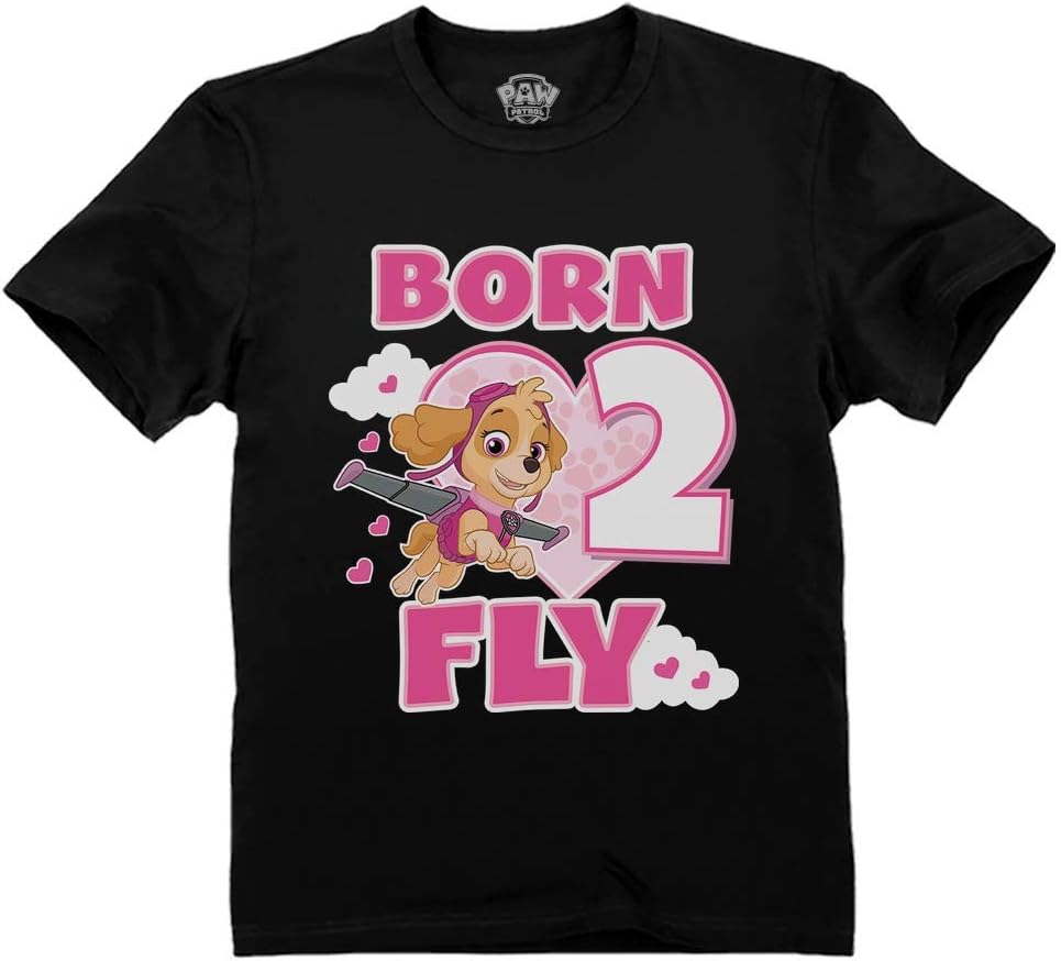 Tstars Time Flies Skye 3rd Birthday Gift Toddler Kids T-Shirt Paw Patrol Birthday Girl Shirt