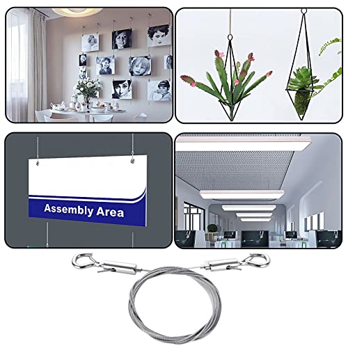 Image of 6PCS Adjustable Picture Hanging Wire，2m x1.5mm Picture Frame Wire with Hook，6.66ft Length 304 Stainless Steel Picture Wire Hanging Kit, 0.05 in Picture Wire for Hanging Pictures and Mirrors