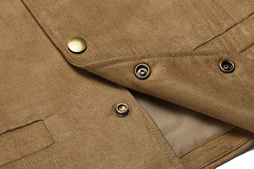 Coofandy Men's Casual Suede Leather Suit Vests Western Vest Jacket Slim Fit Vest Waistcoat For Men #TOP3