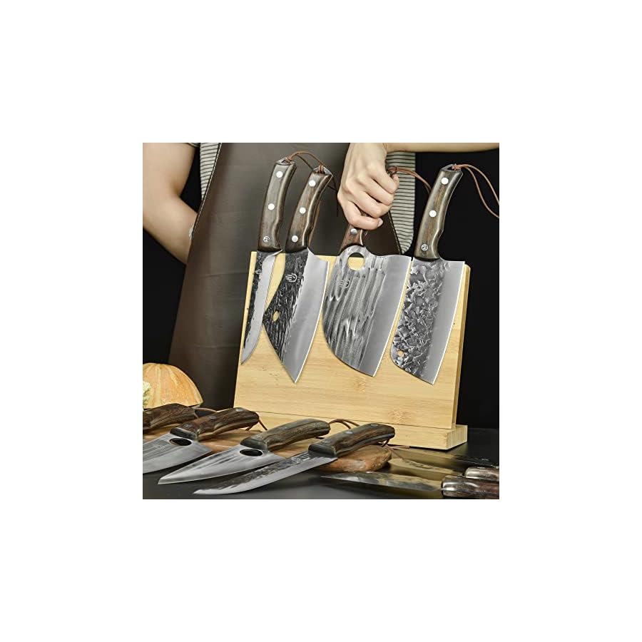FULLHI-17pcs-Butcher-Chef-Knife-Set-include-sheath-High-Carbon-Steel-Cleaver-Kitchen-Knife-Whole-Tang-Vegetable-Cleaver-Home-BBQ-Camping-with-Knife-Bag FULLHI 17pcs Butcher Chef Knife Set include sheath High Carbon Steel Cleaver Kitchen Knife Whole Tang Vegetable Cleaver Home BBQ Camping with Knife Bag