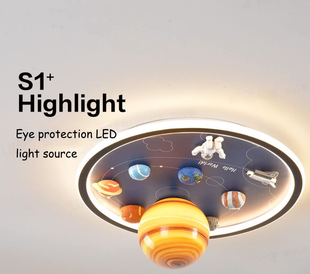 LED Planet Licht Deckenleuchte für Kinder Kreative Junge Mädchen Deckenlampe Dimmbar Mit Fernbedienung Modern Astronauten Kinderzimmerlamp Augenschutz Babylampe Zubehör für magnetische Planeten (50cm)
