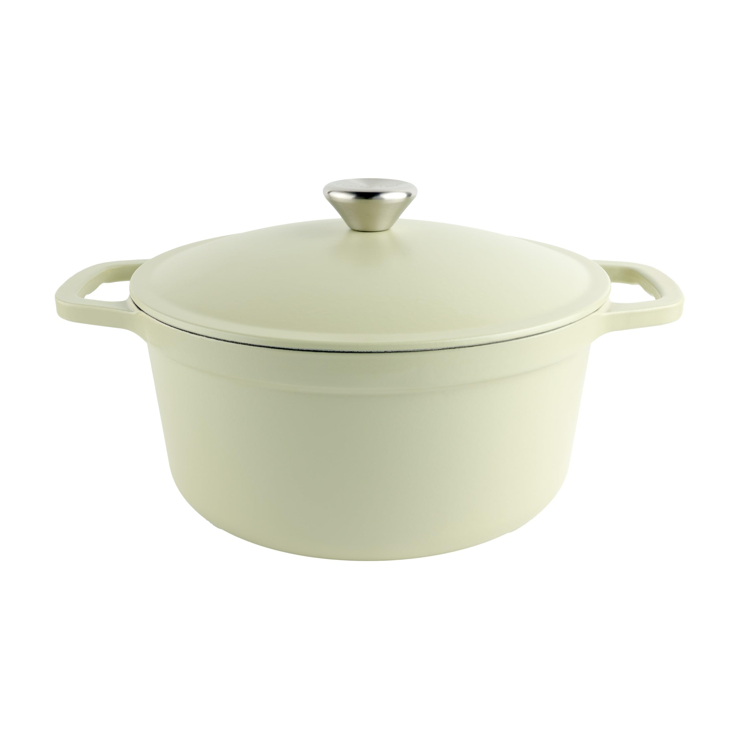 Commichef Lightweight Cast Iron Casserole 24cm, 3.5L, Green – Dutch Oven Pot With Lid For Cooking & Bread Baking, Enamelled Skillet Pan, Induction Hob Compatible Stewpot