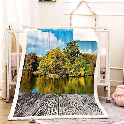 Couverture flanelle douce lit canapé motif forêt 3D haute qualité