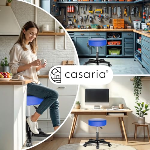CASARIA® Rollhocker Höhenverstellbar 2er Set 10cm Polsterung 46-60cm Höhe 360° Drehbar Ø35cm Rund Rollen Bürohocker Drehhocker… – Ansicht 6