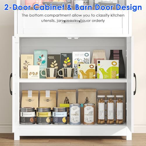 kepptory 69" Kitchen Pantry Cabinet with Shelves and Drawer, Tall Freestanding Buffet Sideboard Storage with Cup Hooks, Farmhouse Coffee Bar Cabinet for Dining Room, Entryway, Living Room - Image 4