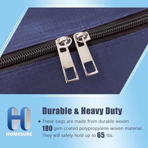Image of HOMESURE 12 Pack Large Strong Moving Bags with Zippers & Carrying Handles - Water-Resistant - Heavy Duty Storage Tote for Space Saving, Fold Flat, Alternative to Moving Box (Blue)