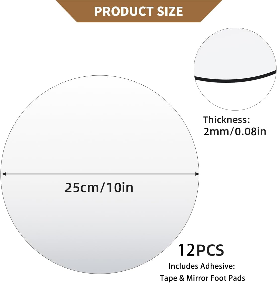 12 Pack Round Mirror Centerpieces for Tables Decorations, 10" Acrylic Round Mirror Tray Candle Plate 2mm Thickness Mirror Centerpiece Table Decorations for Wedding Decorations Party, Wall Decor