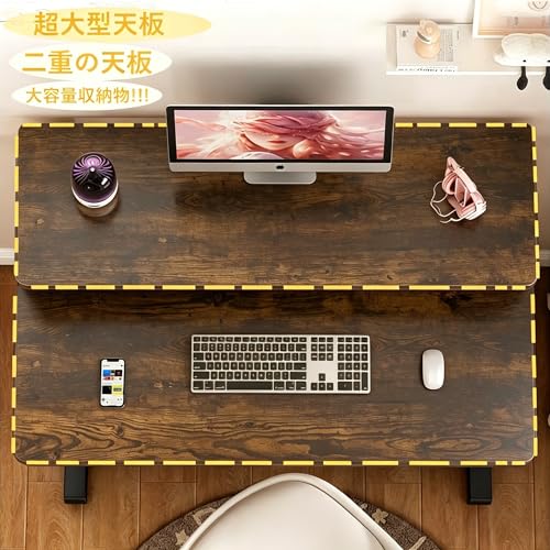 BURAYIENTA パソコンデスク モニター台付き 勉強机 棚付きデスク 幅80/100cm×奥行50cm pcデスク 収納 組立簡単 テレワークデスク コンパクト オフィスデスク おしゃれ 在宅勤務 仕事用 日本語説明書付き [3]