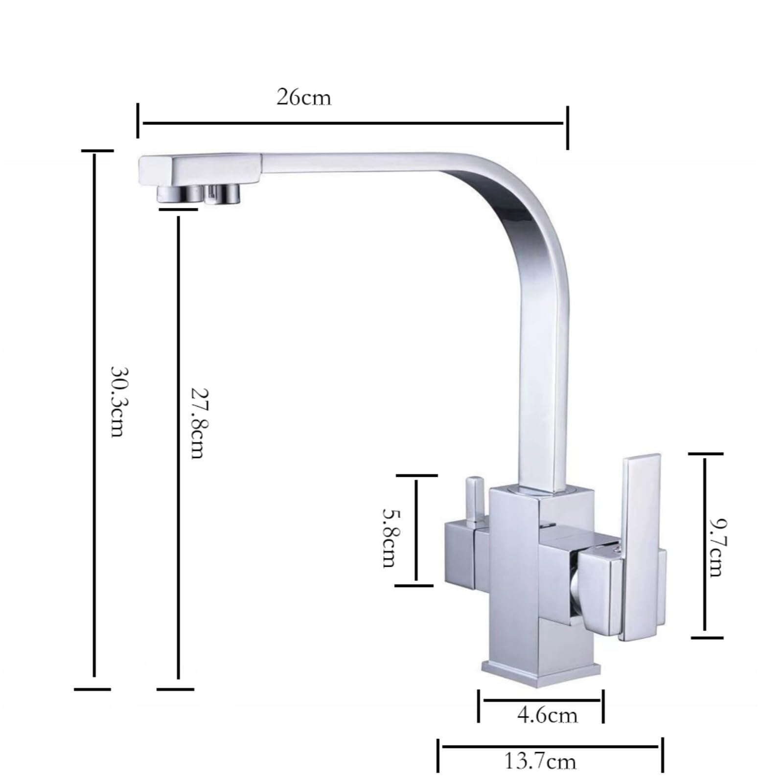 Grifo mezclador para fregadero de cocina de 3 vías, grifo de agua con filtro 3 en 1 blanco para beber grifos de cocina calientes y fríos, diseño moderno, fácil instalación