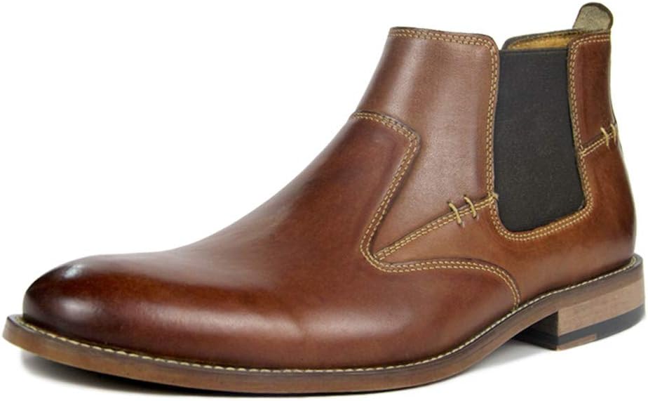 Chelsea Boots Men Leather Ankle Slip-on Boot Black Brown Formal Dress Casual Moccasins Shoes