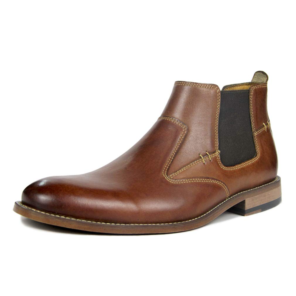 Chelsea Boots Men Leather Ankle Slip-on Boot Black Brown Formal Dress Casual Moccasins Shoes