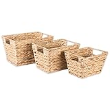 DII Hyacinth Collection Storage Baskets, Small Set, Assorted Sizes, Natural, 3 Piece