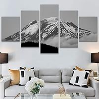 SIGNWIN 5 Panel Canvas Wall Art Monochromatic Mountains for Home Decorations Ready to Hang - 60