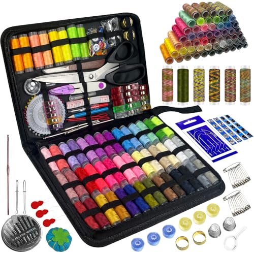 Kit de couture avec accessoires,305 pièces Grand kit de couture professionnel,accessoires pour machine à coudre avec 56 bobines de fil,ciseaux et accessoires...
