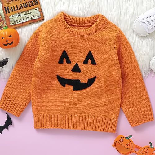 Toddler Halloween Pumpkin Sweater Boys Girls Knit Crewneck Sweatshirt Pullover Fall Winter Party Cute Casual Clothes2