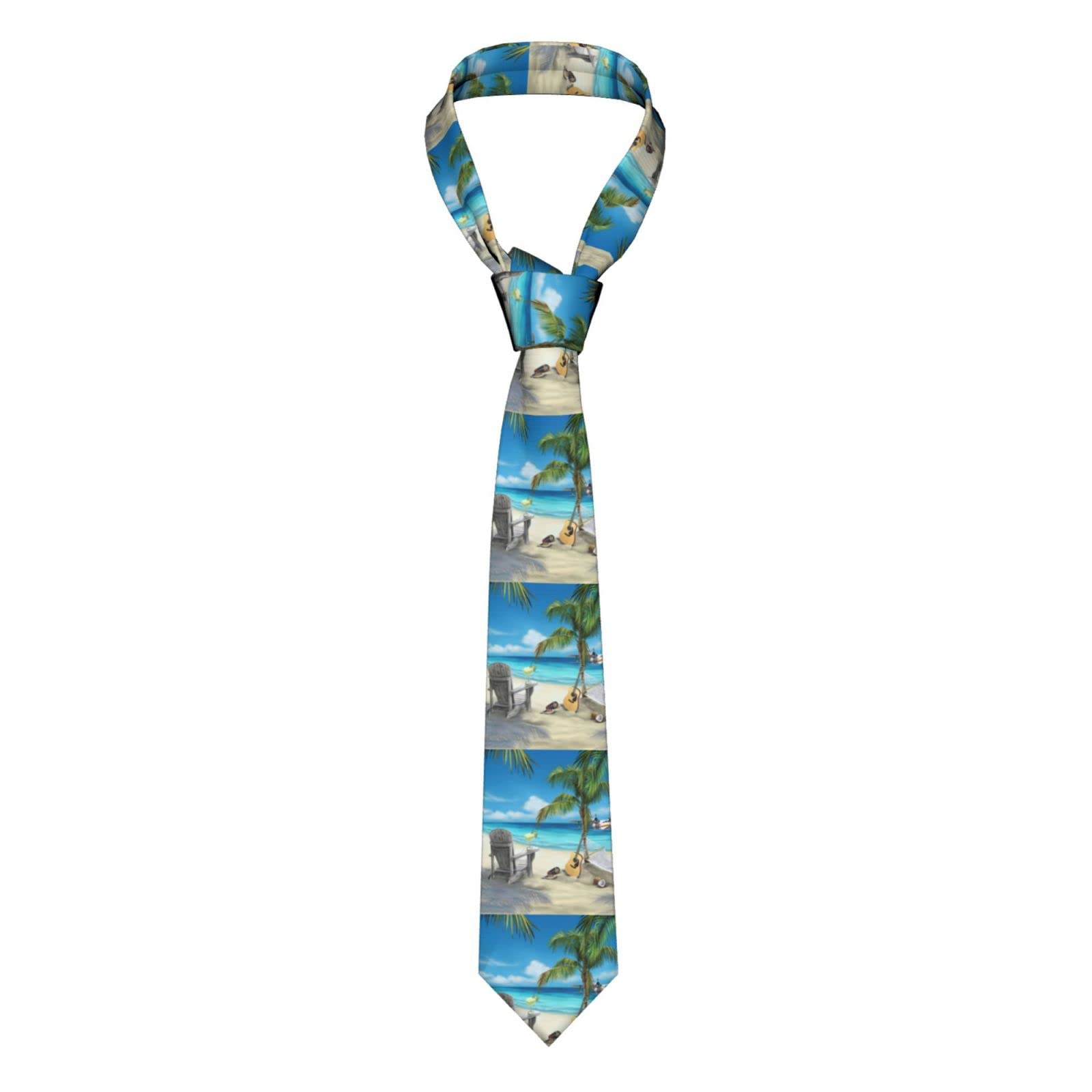 Gambo Mens Ties,Guitar On The Beach Men's Neckties Business Neckties Soft Suit Tie Wedding Gentleman Formal Tie