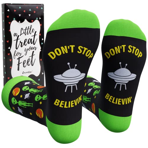 Cavertin Mens Programming Alien Sasquatch Cat Dad Dog Dad Music Fishing Socks with Gift Box (Alien)