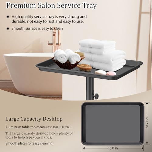 Image of Salon Senor Salon Tray on Wheels,Height Adjustable Salon Color Tray Rolling Instrument Tray for Hair Stylist