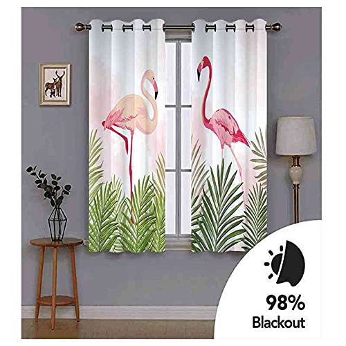 Rideaux occultants polyester 3D flamant rose isolant thermique
