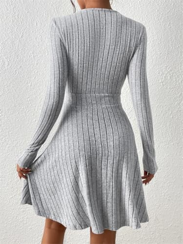 Robe pull col en V pour un style décontracté chic en automne hiver - 3