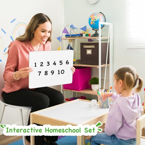 Ohuhu Whiteboard Klein A4, Doppelseitige Mini White Board mit Stiften und Radiergummis, Trocken Abwischbare, Tragbares, für Schüler, Schule, Heim Büro (30 Pack Whiteboard Set)