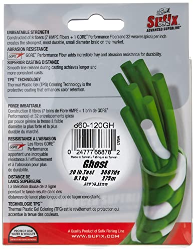 Sufix 832 Braid 20 lb Ghost 300 yards, Multi-coloured - Image 3
