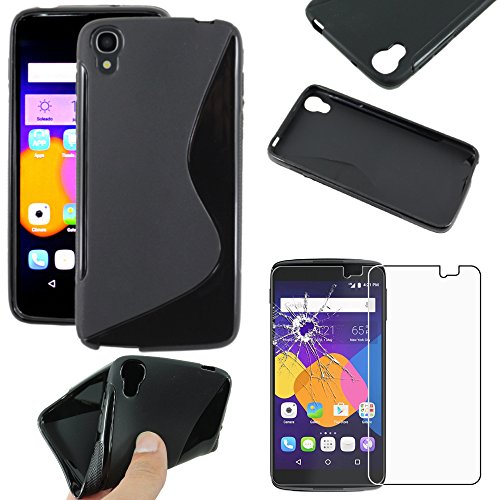 ebestStar - Coque Compatible avec Alcatel Idol 3 5.5 Etui Housse Silicone Gel TPU Souple Motif S-Line, Noir + Film Protection écran Verre Trempé [Appareil:...