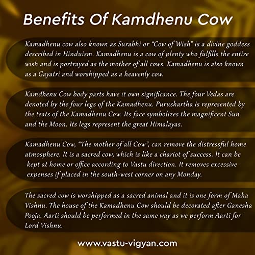 Image of Brass Kamdhenu Cow Statue | Spiritual Vastu Showpiece for Home & Office | Symbol of Wealth, Prosperity & Abundance | Decorative Statue for Pooja Room |Gift Item