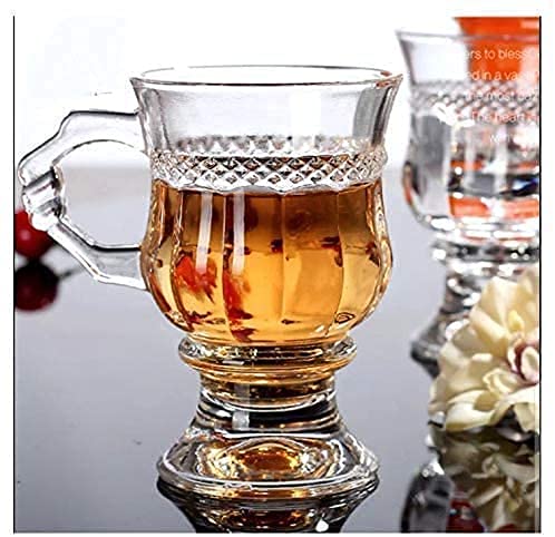 La Spezia Clear Glass Tea Coffee Mugs - Drinking Glasses with Handle 150 ML Set of 6, Tea & Coffee Cup Set for Home Kitchen, Transparent Drinking Cups for Coffee, Tea, Milk, Hot & Cold Beverage