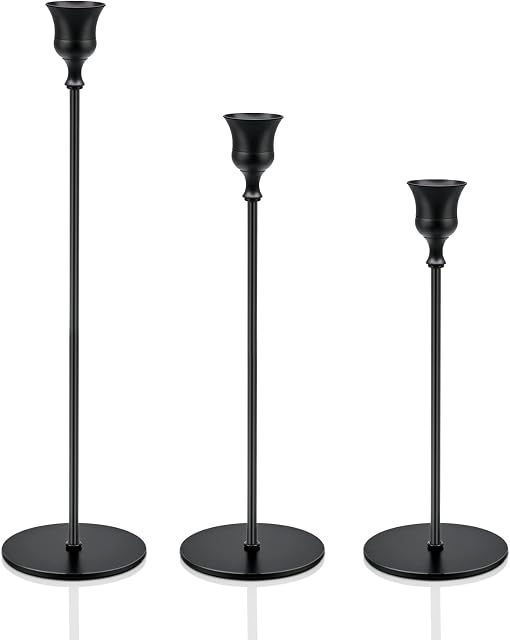 Mardiko Metal Candle Holders Candlesticks Candle Decoration for Romantic Dinner Wedding, Church, Fall, Holiday, Bedroom, Birthday Party, Winecup Shape Black