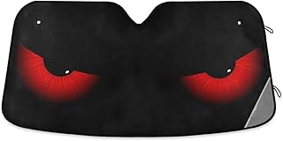 Red Evil Eyes Car Windshield Sun Shade Accordion Folding Windshield Visor for Car Truck SUV Blocks UV Rays Sun Reflector Auto Sunshade, 55" x 27.6"
