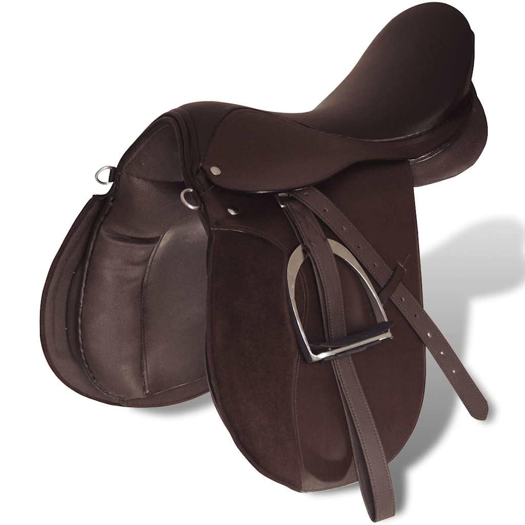 Home strumenti-Set sella equitazione 16 in vera pelle marrone 14 cm 5 in 1