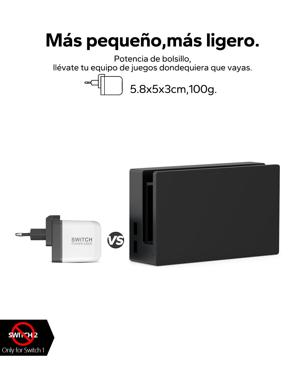 Base de carga para Nintendo Switch OLED/Steam Deck, fuente de alimentación Mini GaN con 3 puertos (USB C+USB A+4K/HD), estación de acoplamiento portátil compatible con Switch/Steam Deck/Rog