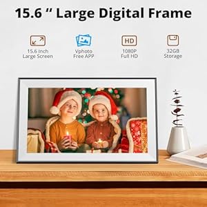 Dragon touch 156 inch large digital picture frame wifi digital photo frame with 32gb storage fhd 1080p touch screen auto rotate share photosvideos instantly via free app best gifts for mom  urban country home decor