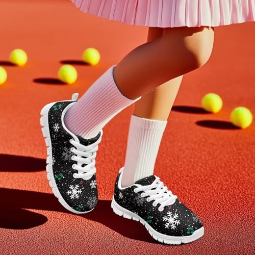 SYtrade Christmas Shoes for Girls Lace Up Walking Tennis Sneakers White Sole3