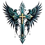 2 PCS Cross Patriotic Bird Vinyl Decals - Waterproof Removable Stickers for Car, Truck, Bumper, Laptop, Motorcycle - Faith and Freedom Decorative Sticker (Z013)