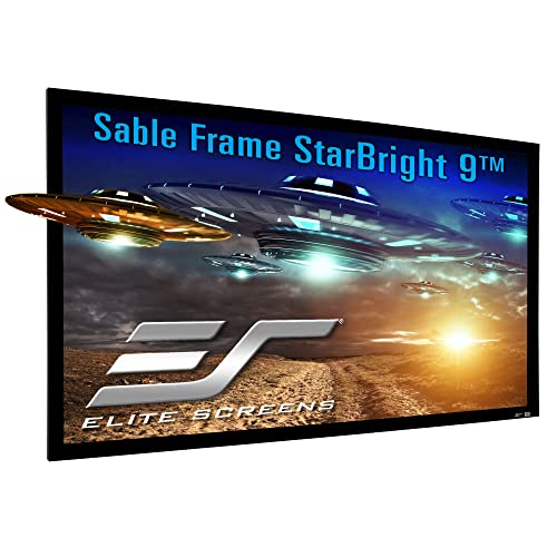 Image of Elite Screens 106-Inch ALR Projector Screen 16:9, 4K /8K UHD, 95% Ambient Light Rejection, ISF-Certified Material, Fixed Frame Wall Mounted, Sable Frame StarBright 9 Series, ER106H-SB9