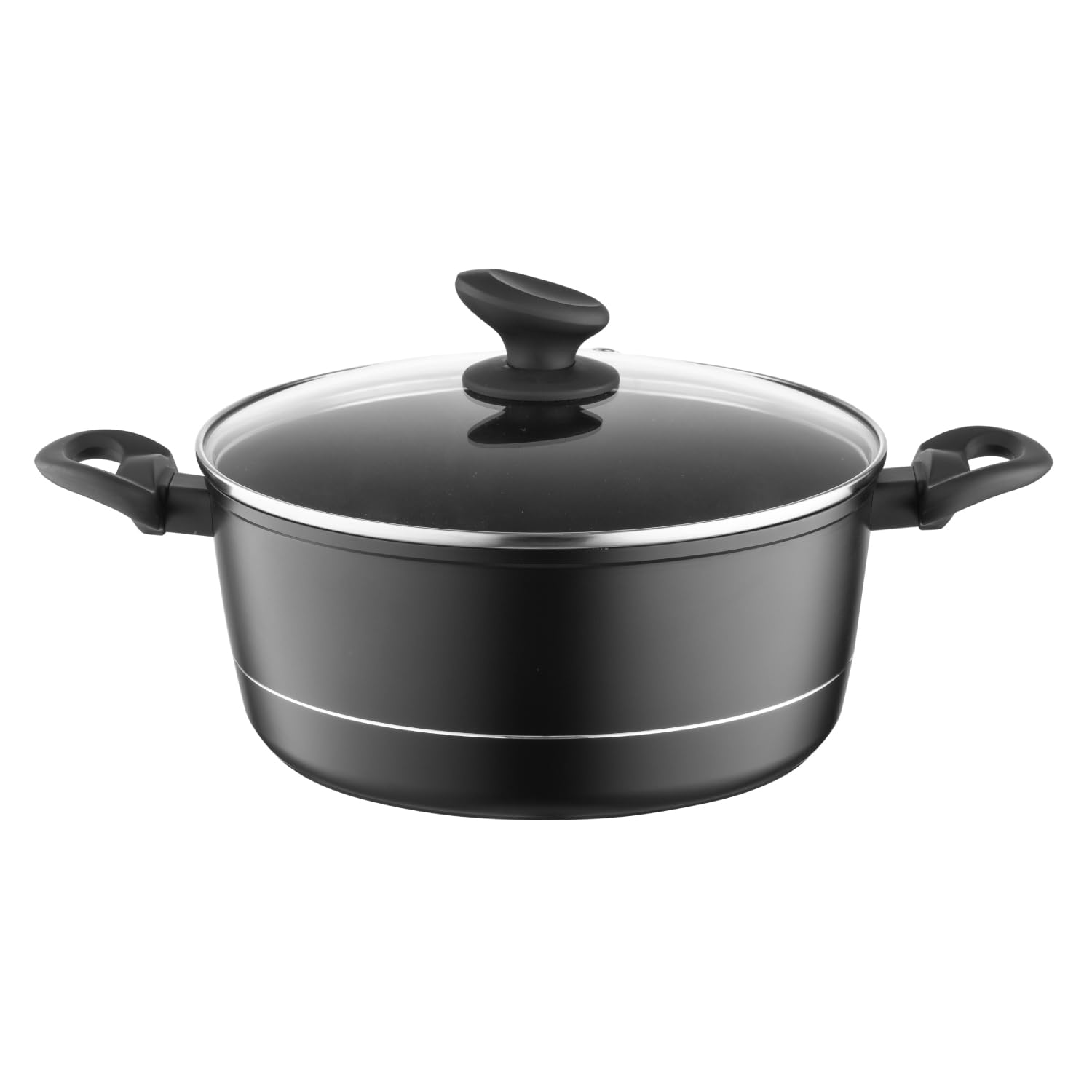 FLORINA Faitout Aluminium (5,1 l) I Diamètre de 26 cm I Marmite avec Couvercle en Verre DELUX I Casserole avec Fond à Induction I Faitout pour Induction, Marmite tous Feux I Revêtement Antiadhésif