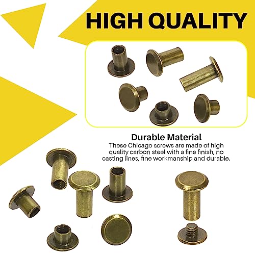 Mardatt 222Pcs 6 Sizes Chicago Screws Assorted Kit with Setting Tools, M5 X 4/5/6/8/10/12MM Leather Rivets M5 Chicago Binding Screws Rivets for DIY Leather Craft Repair(Bronze) - Image 3