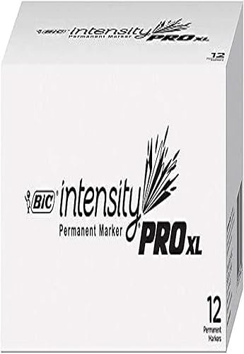 BIC Intensity Pro XL - Marcador permanente, punta de cincel extragrande, negro, 12 unidades