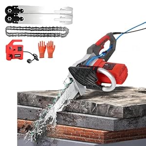 Elektrische Betonkettensäge mit Wasserkühlung & 2 Diamantketten, 6000 U/min, Schnitttiefe 35 cm/48 cm | Für Beton, Stahl, Granit, Mauerwerk | Professionelle Wandschneidemaschine (350mm)