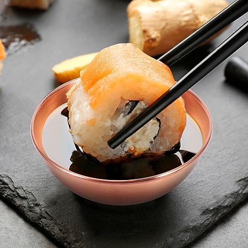 Amytalk 8 Pack 3.5inch Stainless Steel Sauce Dishes Mini Individual Saucers Bowl Round Seasoning Dishes Sushi Dipping Bowl Appetizer Plates, Rose Gold - Thumbnail 3